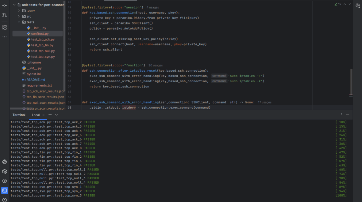 Assurer l’intégrité des outils cyber : Automatisation des interactions entre Pytest et une machine virtuelle dans le cadre de tests unitaires pour un outil de scan de ports
